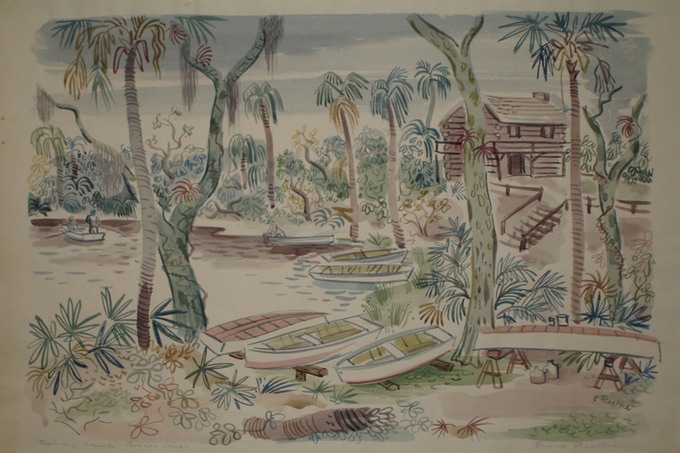 Fishing Camp Braden River 2  (Watercolor) 1940-50's