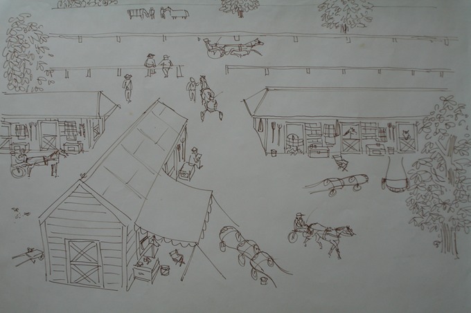 Goshen Track & Stables 1930-40's (Pen & Ink Sketch)