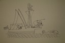 Harpooner and Fish  Martha's Vineyard  (Pen & Ink) 1956-57