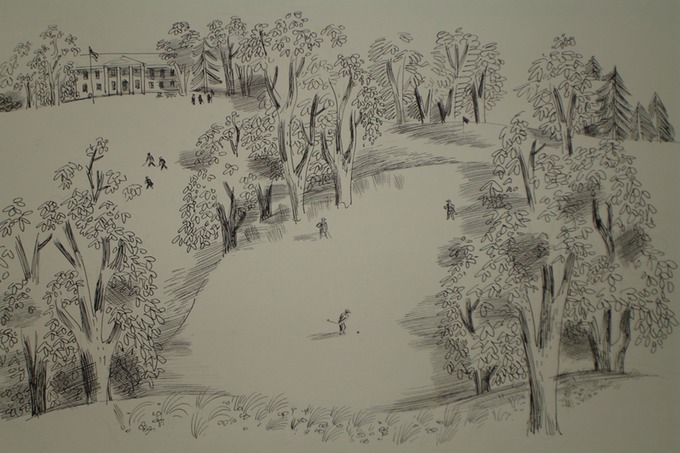 Hunter Club "Iron to the Green"  1930-40's (Pen & Ink)