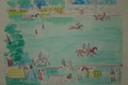 NY Polo Practice (Watercolor) 1930-40's