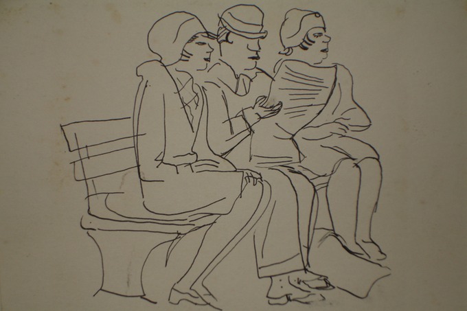 NYC Street Bench (Pen & Ink) 1920s