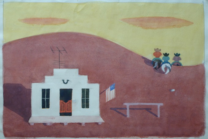 Watercolor Sketch "Watering Hole"  1980's